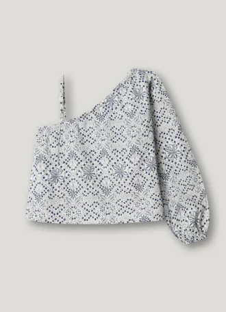 Asymmetrisk blus med blommönster