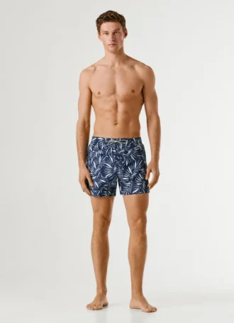 Badshorts med bladmönster