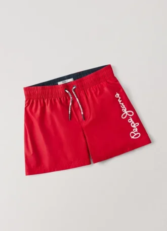 Badshorts med tryckt logotyp