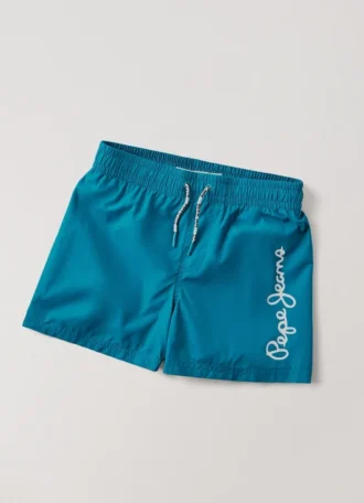 Badshorts med tryckt logotyp