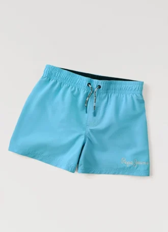 Badshorts med tryckt logotyp