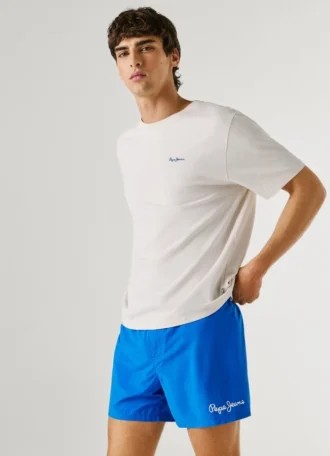 Badshorts med tryckt logotyp