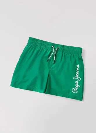 Badshorts med tryckt logotyp