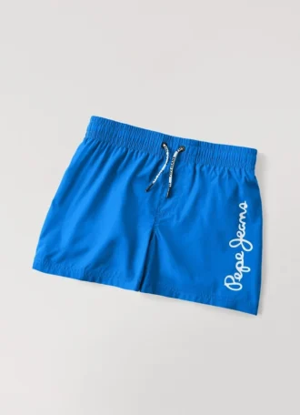Badshorts med tryckt logotyp