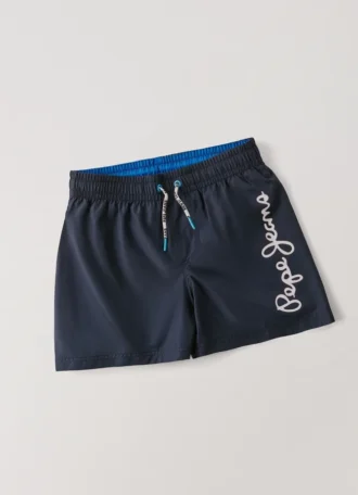 Badshorts med tryckt logotyp