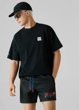 Badshorts med tryckt logotyp
