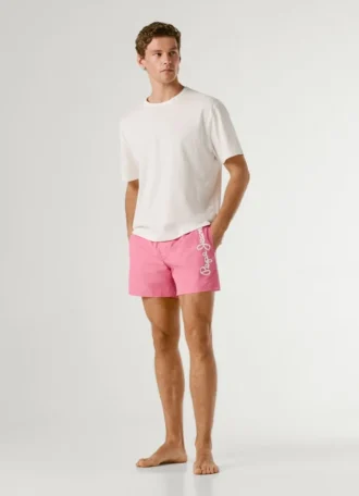 Badshorts med tryckt logotyp