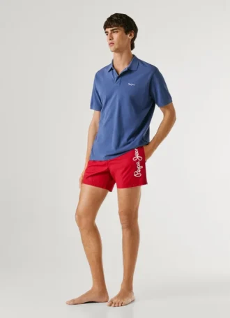 Badshorts med tryckt logotyp
