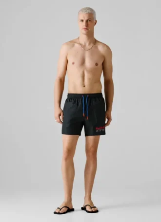 Badshorts med tryckt logotyp