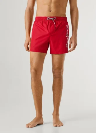 Badshorts med tryckt logotyp