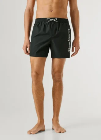 Badshorts med tryckt logotyp