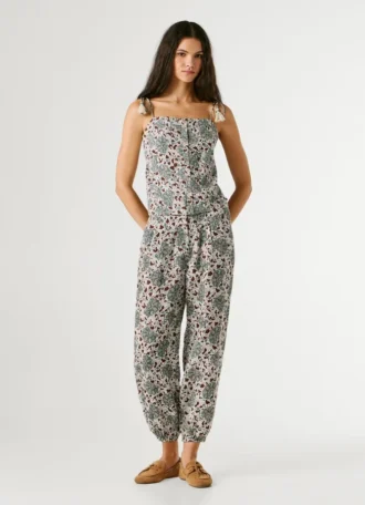 Blus med blommönster och spaghettiband