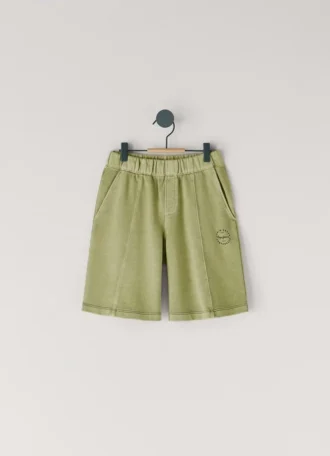 Fleece-shorts med tryckt logotyp