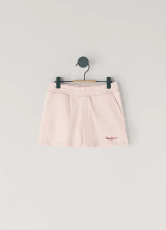 Fleece-shorts med tryckt logotyp