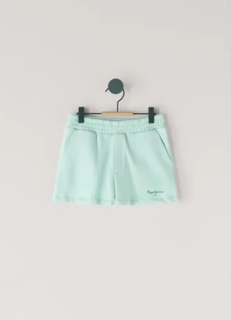 Fleece-shorts med tryckt logotyp