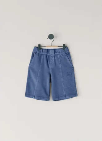 Fleece-shorts med tryckt logotyp