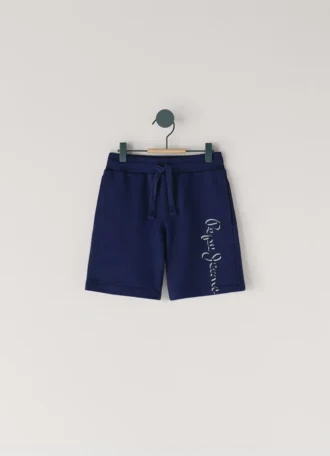 Fleece-shorts med tryckt logotyp