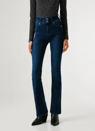 Jeans med hög midja och utsvängda ben Jeans med hög midja och utsvängda ben