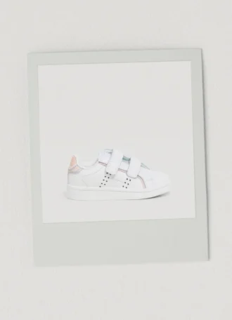 Lädersneakers med kardborreförslutning
