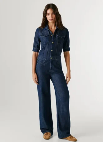 Maxi-overall i denim med normal passform Maxi-overall i denim med normal passform