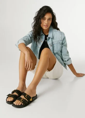 Platta sandaler i mocka