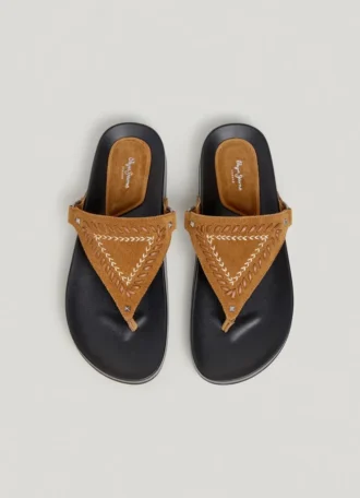 Platta sandaler i mocka