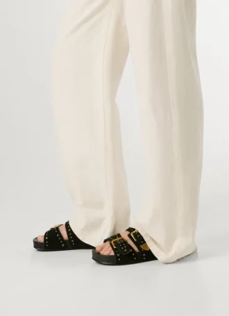 Platta sandaler i mocka