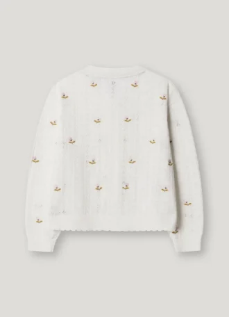 Pointelle-kofta med broderade blommor Pointelle-kofta med broderade blommor