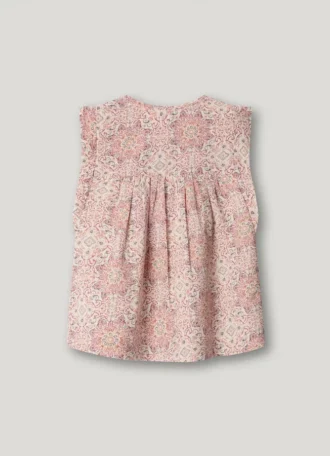 Ärmlös blus med blommönster