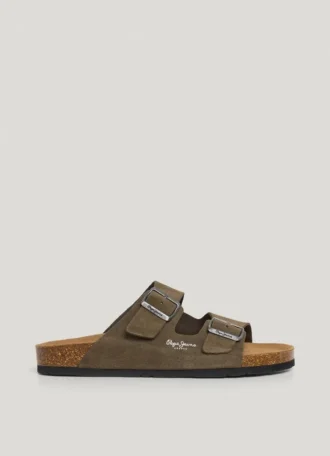 Sandaler i mocka med dubbla spännen