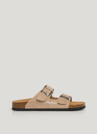 Sandaler i mocka med dubbla spännen