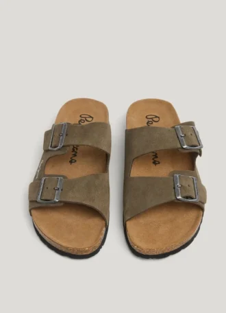 Sandaler i mocka med dubbla spännen