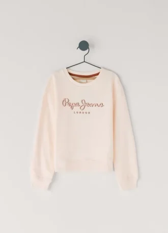 Sweatshirt med rund hals och avslappnad passform