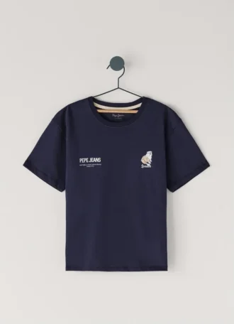 T-shirt med avslappnad passform och tryck på ryggen