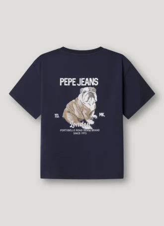 T-shirt med avslappnad passform och tryck på ryggen