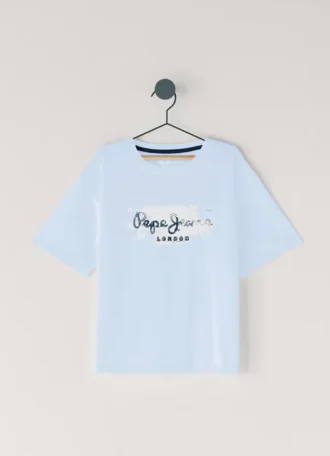 T-shirt med logotryck i avslappnad passform