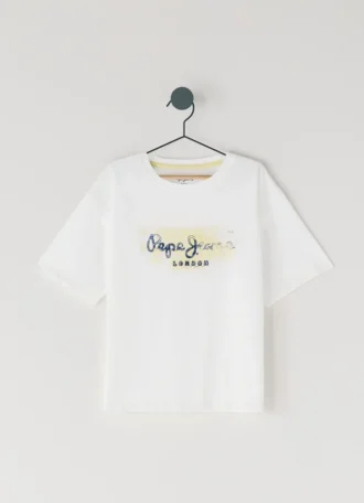 T-shirt med logotryck i avslappnad passform