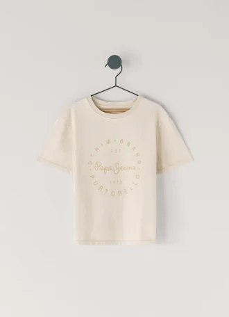 T-shirt med logotryck i avslappnad passform