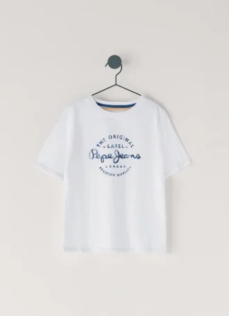 T-shirt med logotryck i normal passform