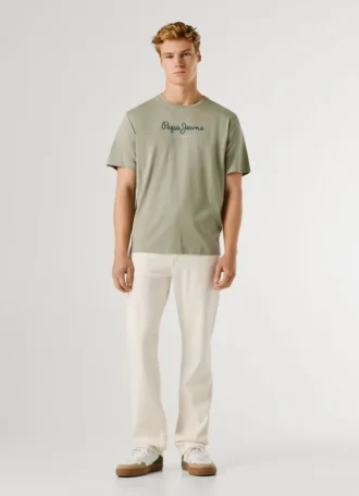 T-shirt med logotryck i normal passform T-shirt med logotryck i normal passform