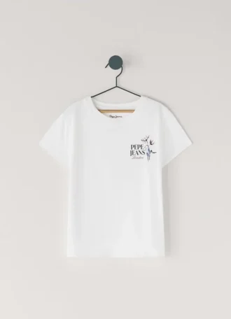T-shirt med tryck på ryggen