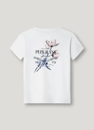 T-shirt med tryck på ryggen