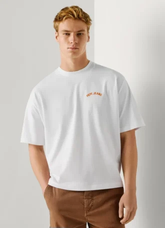 T-shirt med vid passform och tryck på ryggen